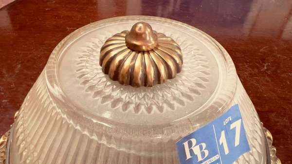 VINTAGE PLAFON VIDRIO Y BRONCE - Artículo de vidrio y bronce antiguo - imagen 4