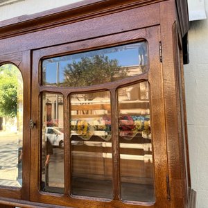 Alacena Antigua de Roble con Alzada Desmontable y Tapa de Mármol - imagen 13