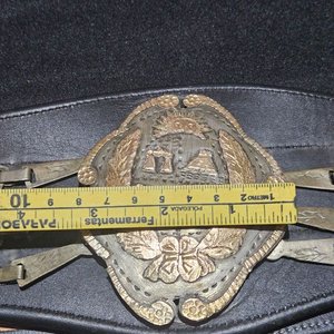 Cinto de cuero antiguo con apliques de plata y oro - imagen 8