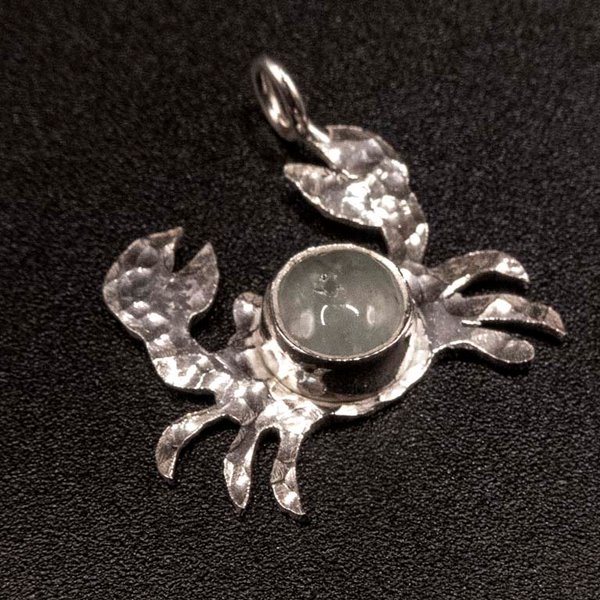 Colgante de Plata 950 con Aguamarina en Forma de Cangrejo - imagen 1