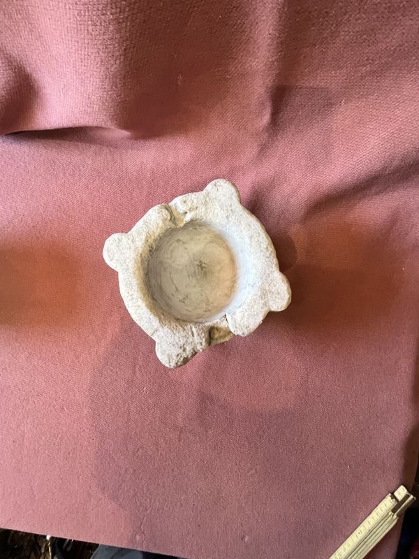 Antiguo Mortero de Marmol con Mano de Madera - Pieza Única y Artística - imagen 6