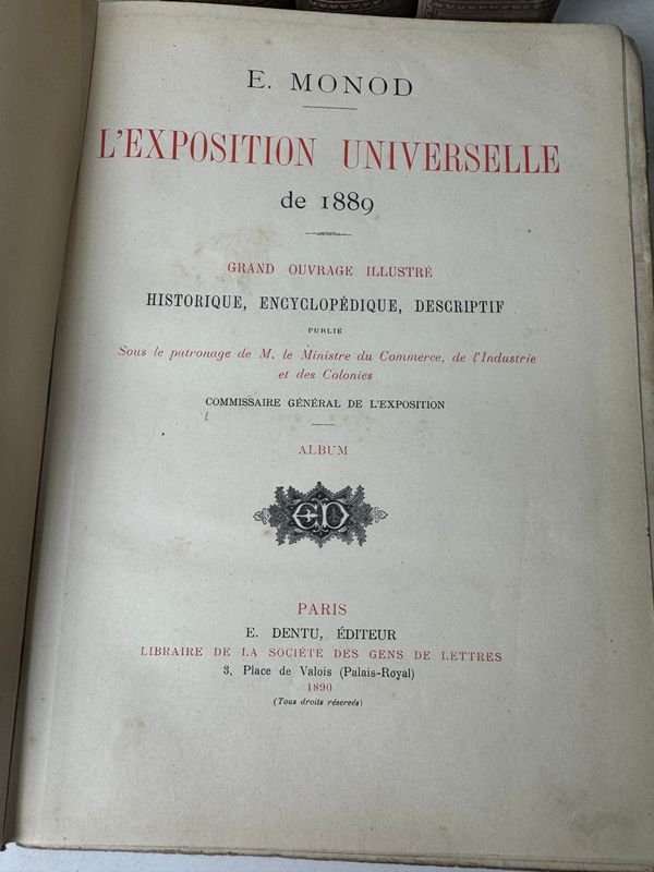 Libros antiguos de E. Monod - La exposición universal de 1889 - imagen 3