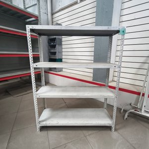 Estantería Metálica Blanca de Cuatro Niveles con Parantes Perforados - imagen 2