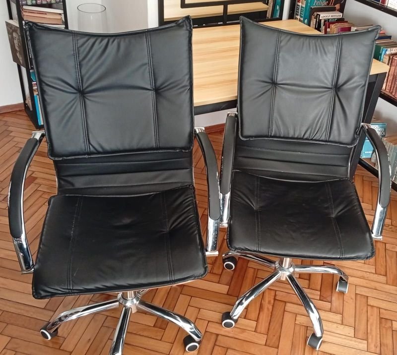 Sillas de oficina en cuero negro - imagen 2