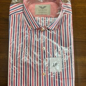 Camisa A.Crew Vintage Luxury Talle M Rayada Roja, Blanca y Azul - imagen 1