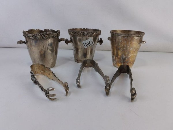 Lote de 3 Hieleras y 3 Pinzas de Metal en Excelente Estado - imagen 1
