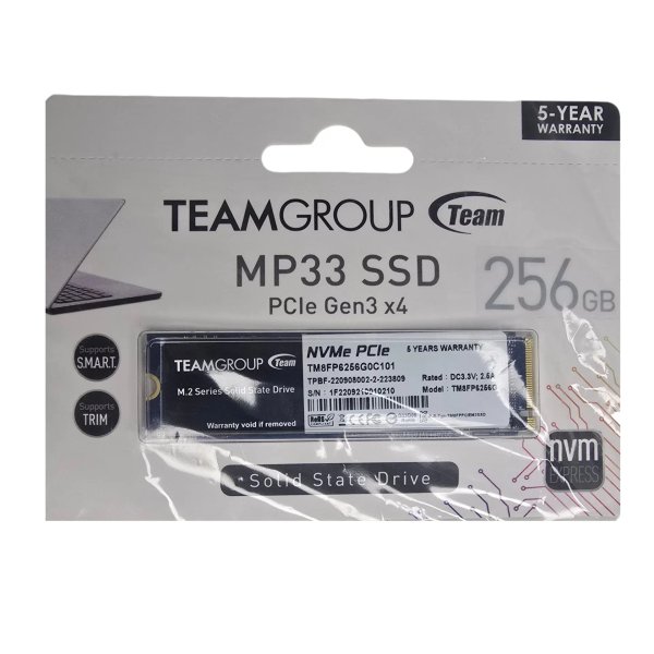 Disco Sólido TeamGroup MP33 256GB NVMe PCIe Gen3 x4 Nuevo
