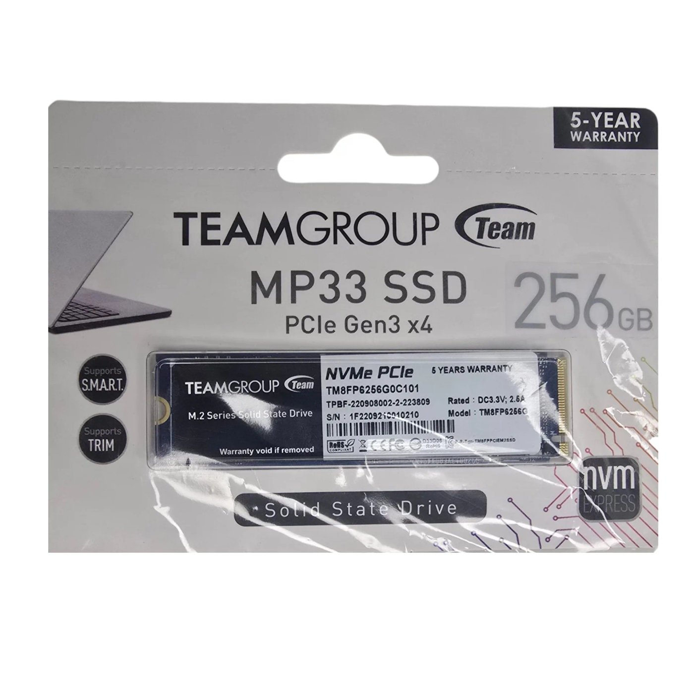 Disco Sólido TeamGroup MP33 256GB NVMe PCIe Gen3 x4 Nuevo