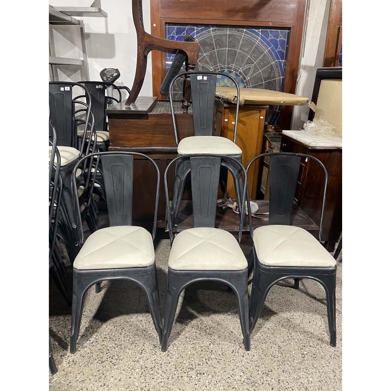 Juego de 4 Sillas de Metal con Asiento Tapizado Delfino Álvarez