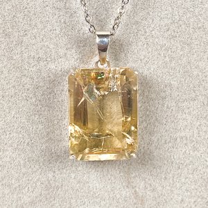 Colgante de Plata con Citrino Rectangular Grande y Cadena - imagen 3