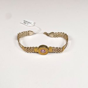 Pulsera de Plata con Piedra Rosa y Detalle Bulgari - imagen 2