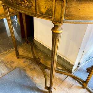 Mesa Consola Dorada con Mármol y Espejo Antiguo - imagen 4