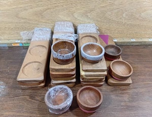 Lote de Bases y Cuencos de Madera de Algarrobo para Decorar - imagen 1