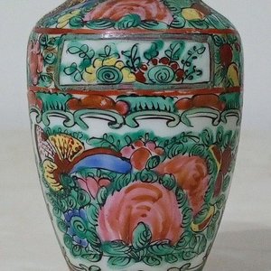 Jarrón Chino Porcelana Estilo Macao Decoración Polícroma - imagen 3
