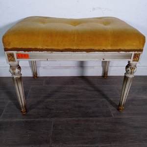 Banqueta Estilo Luis XVI Tapizada en Pana Amarilla - imagen 5