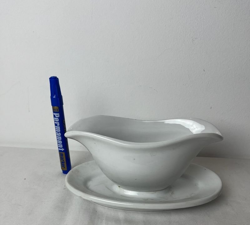 Salsera de porcelana blanca con velas azules - imagen 4