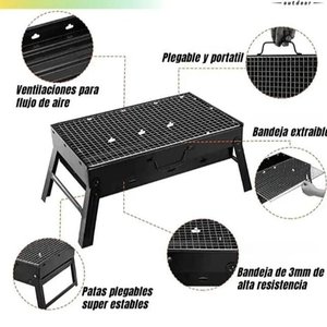 Parrillín Portátil Plegable con Bandeja Extraíble - imagen 2