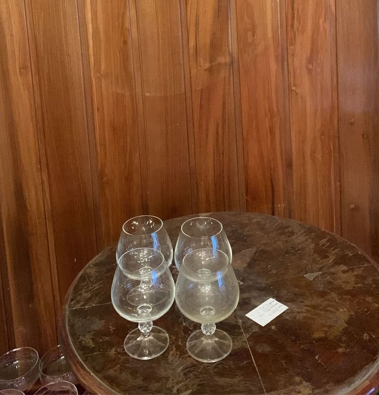 4 copas de tallo corto en cristal