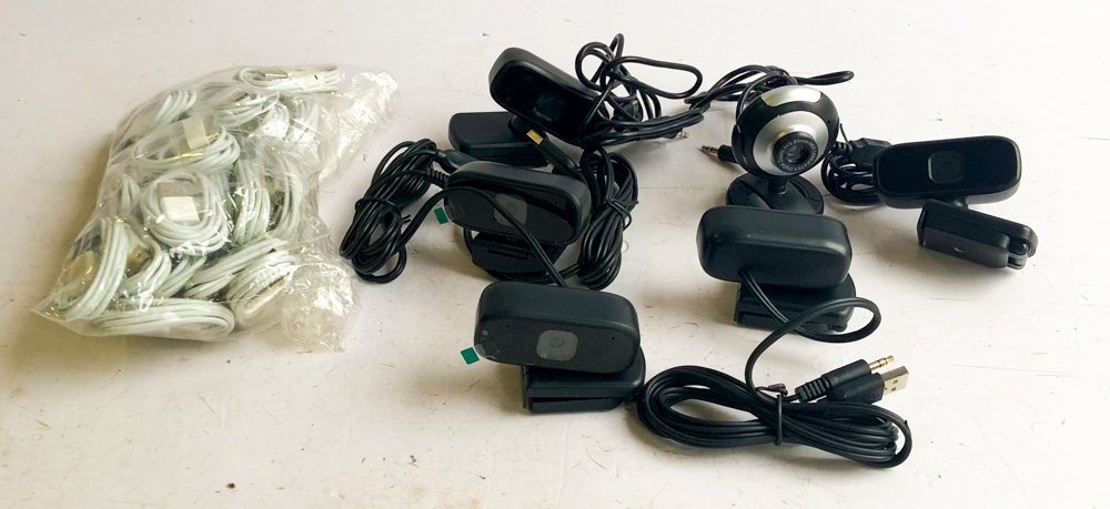 Lote de 35 piezas: 29 Cables Dock 30 Pines y 5 Webcams HD