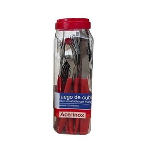 Juego de Cubiertos Acero Inoxidable con Mango Plástico, 25 Piezas - imagen 4
