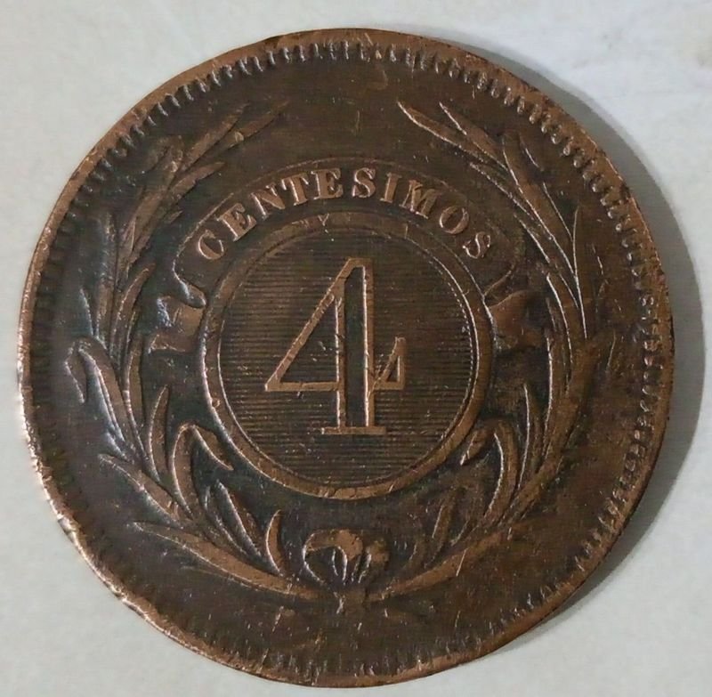 Moneda Uruguaya de 4 Centésimos - Año 1869
