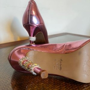 Zapatos Stiletto Rosa Metalizado con Cristales Swarovski Talle 37 - imagen 3