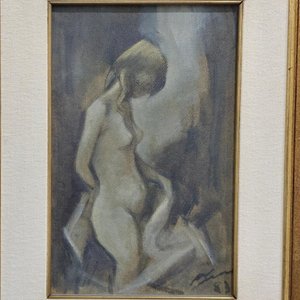 Óleo sobre Fibra "Desnudo" de Manolo Lima Firmado - imagen 3