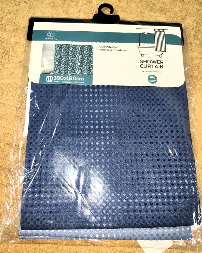Cortina de baño azul anti-hongos, nueva en blister - imagen 3