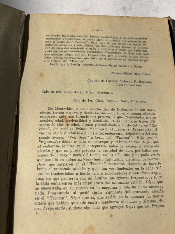 Libro sobre el hundimiento del acorazado 'Admiral Graf Spee' y la internación del barco mercante 'Tacoma' en Montevideo, 1940 - imagen 6