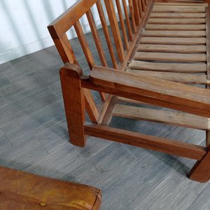 Sillón de 3 cuerpos en madera con tapizado de cuero - imagen 6