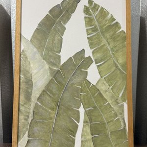 Lote de 3 Cuadros con Hojas Tropicales, Marcos de Madera Clara - imagen 7