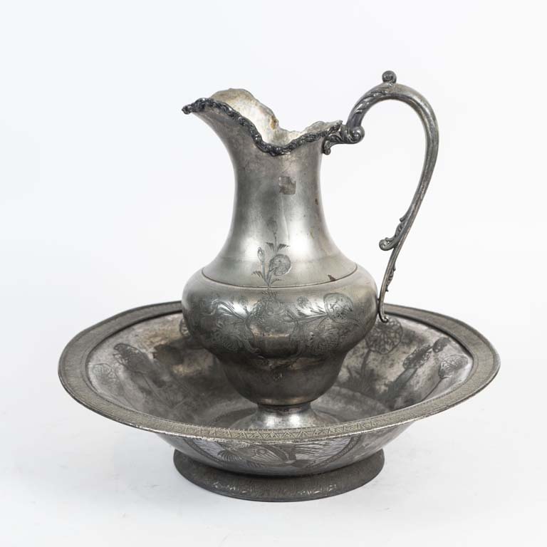 Jarra y palangana platina americana para decoración - imagen 1