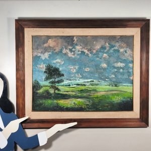 Oleo sobre Fibra "Efecto de Tormenta" - Paisaje Natural con Marco y Certificado - imagen 10