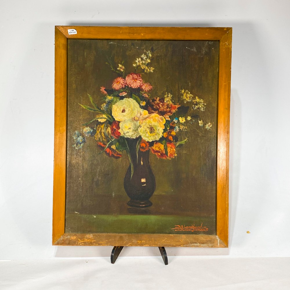 Pintura de flores en óleo sobre lienzo
