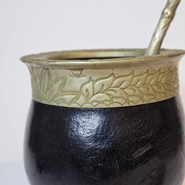 Mate para fumar con virola imperial y bombilla de Plata y Oro - imagen 4