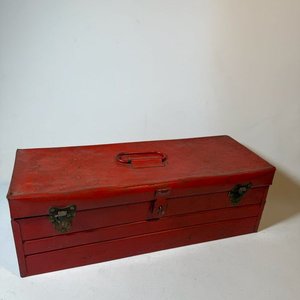 Valija Roja de Chapa Antigua para Herramientas - imagen 3