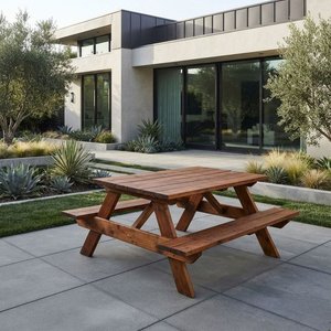 Juego de Mesa de Madera para Exterior con Bancos Integrados - imagen 3