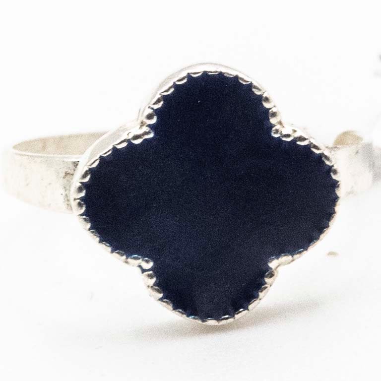 Anillo de Plata 925 con Trébol Negro