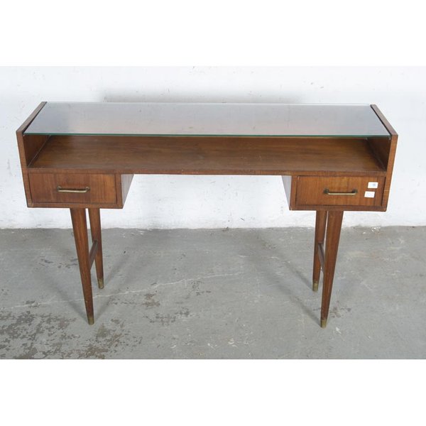 Mesa Tocador Americana con Vidrio y Dos Cajones - imagen 1