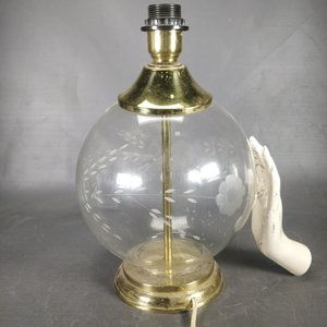 Lámpara de Mesa Globo de Vidrio Tallado con Flores - 38cm Alto - imagen 6