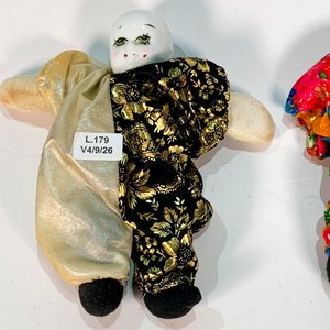 Dos Cabezas de Payaso de Loza con Vestimenta Multicolor - imagen 4