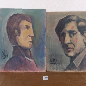 Dos retratos al óleo sobre cartón de Luis Pérez Iglesias - imagen 1