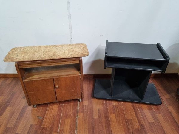 L 999 - 2 Piezas - Par de practicos modulos en madera, uno con puerta, el otro para TV, ideales para optimizar espacios (Medidas 90x38x71cm) - imagen 1