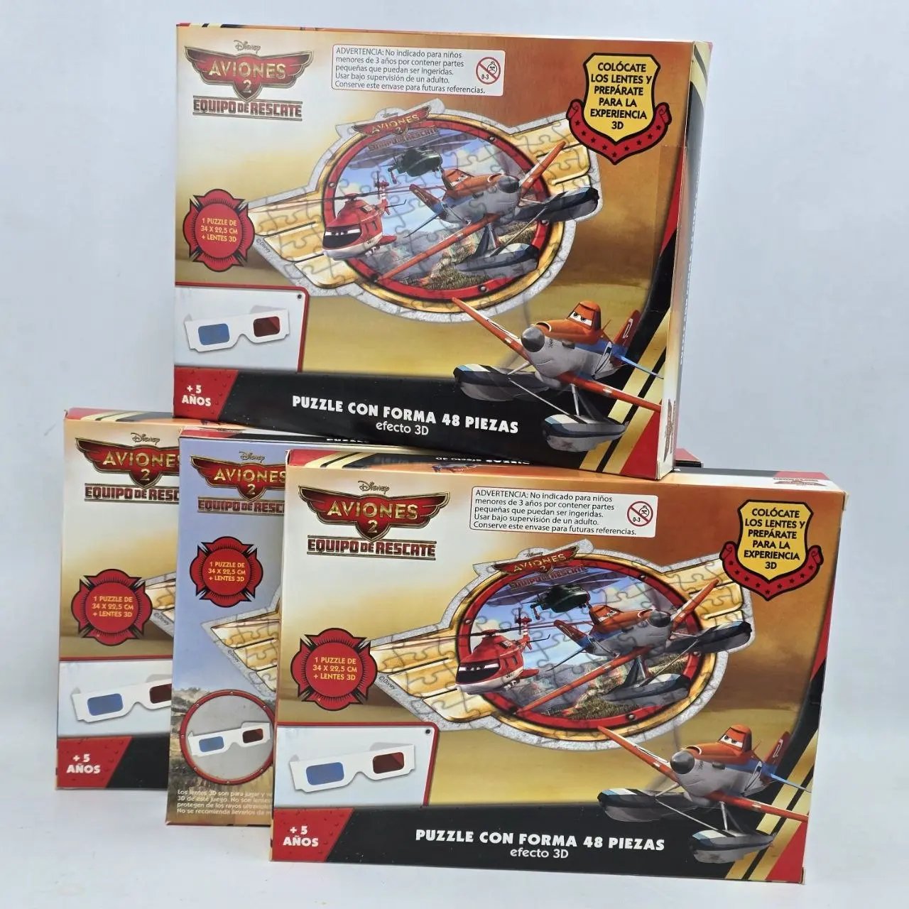 Juego de Mesa Aviones 3D Disney con 4 Puzzles de 48 Piezas