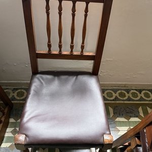 Juego de 6 Sillas de Madera con Asiento Tapizado Marrón - imagen 2