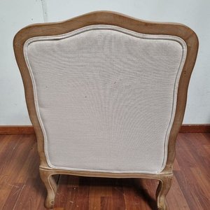 Sillón Estilo Luis XV Madera Clara Tapizado Natural - imagen 3