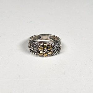 Anillo de Plata y Oro con Diseño Floral y Circones - imagen 2