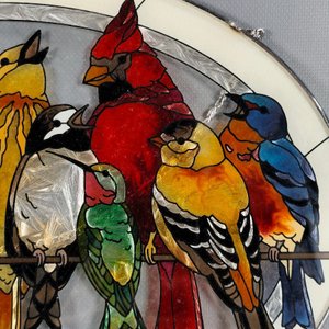 Cuadro Oval de Vidrio con Diseño de Aves Estilo Vitral - imagen 6