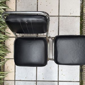 Silla y Banco Tapizado Negro con Estructura Cromada - imagen 7