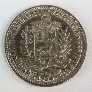 Moneda de Plata Venezolana 1 Bolívar de 1954 - imagen 2